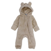 Unisex Baby Teddy Fleeced Hooded Footless Onesie – Beige