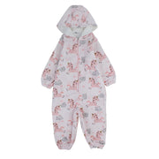 Girls Fleeced Hooded Onesie Pajama – Pink with Unicorn Print