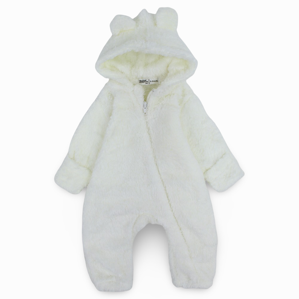 Unisex Baby Fleeced Hooded Overall – Off-White