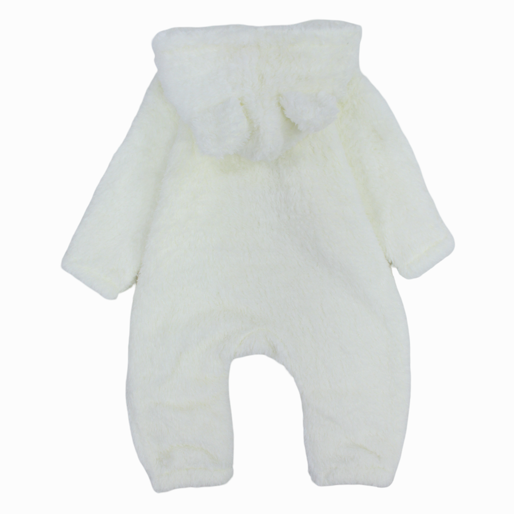Unisex Baby Fleeced Hooded Overall – Off-White