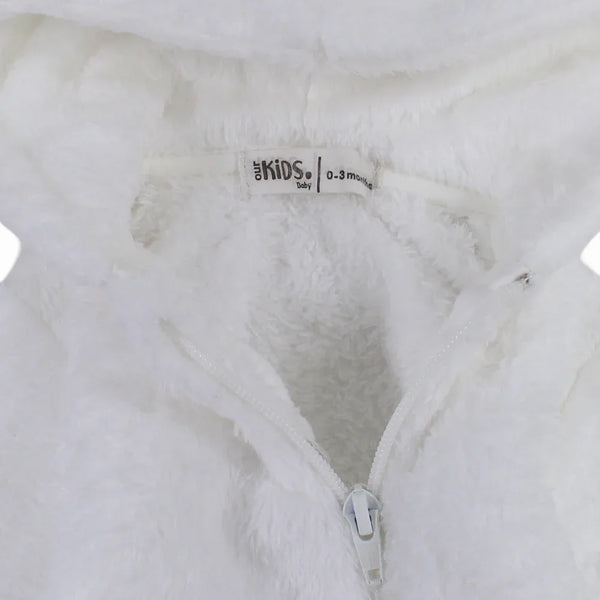 Unisex Baby Fleeced Hooded Overall – White