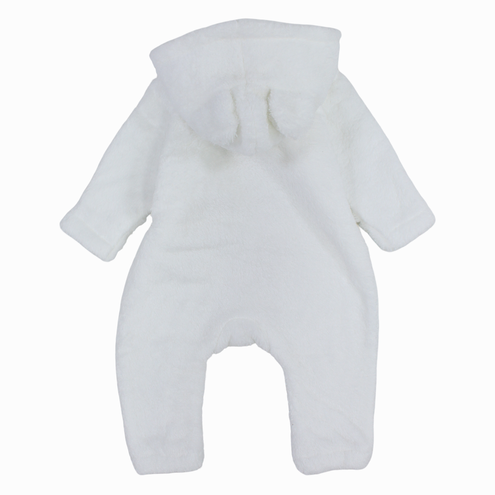 Unisex Baby Fleeced Hooded Overall – White