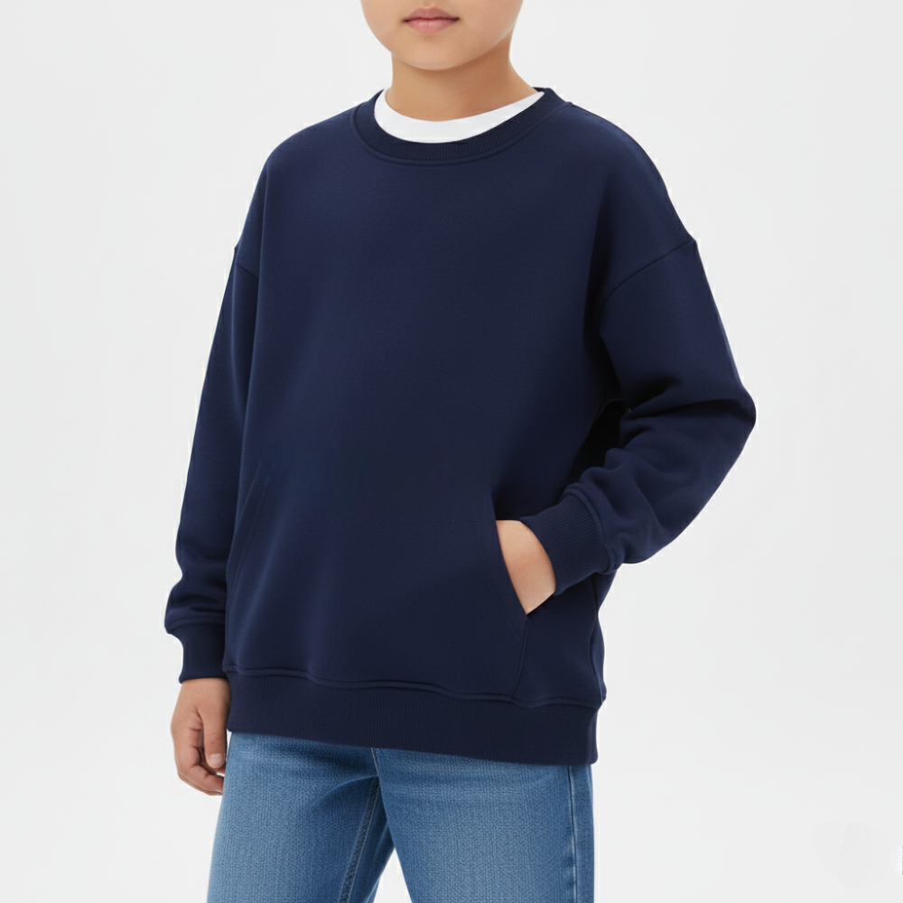 Unisex Plain Cotton Sweatshirt – Navy Blue