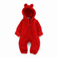 Unisex Baby Fleeced Hooded Overall – Red
