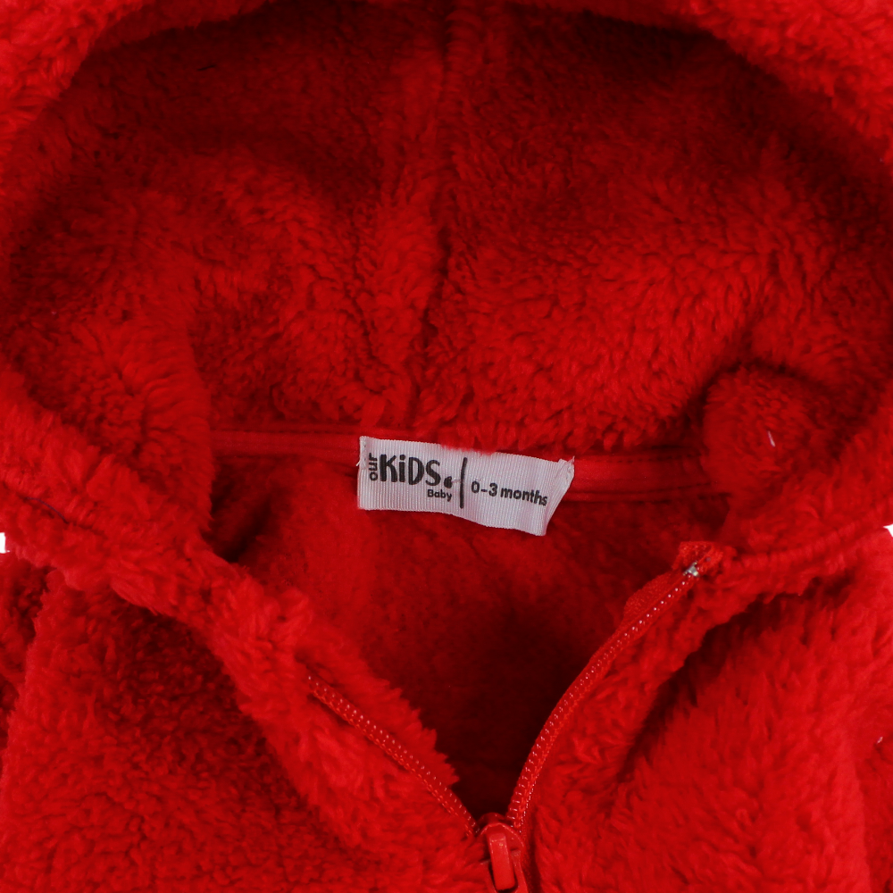 Unisex Baby Fleeced Hooded Overall – Red