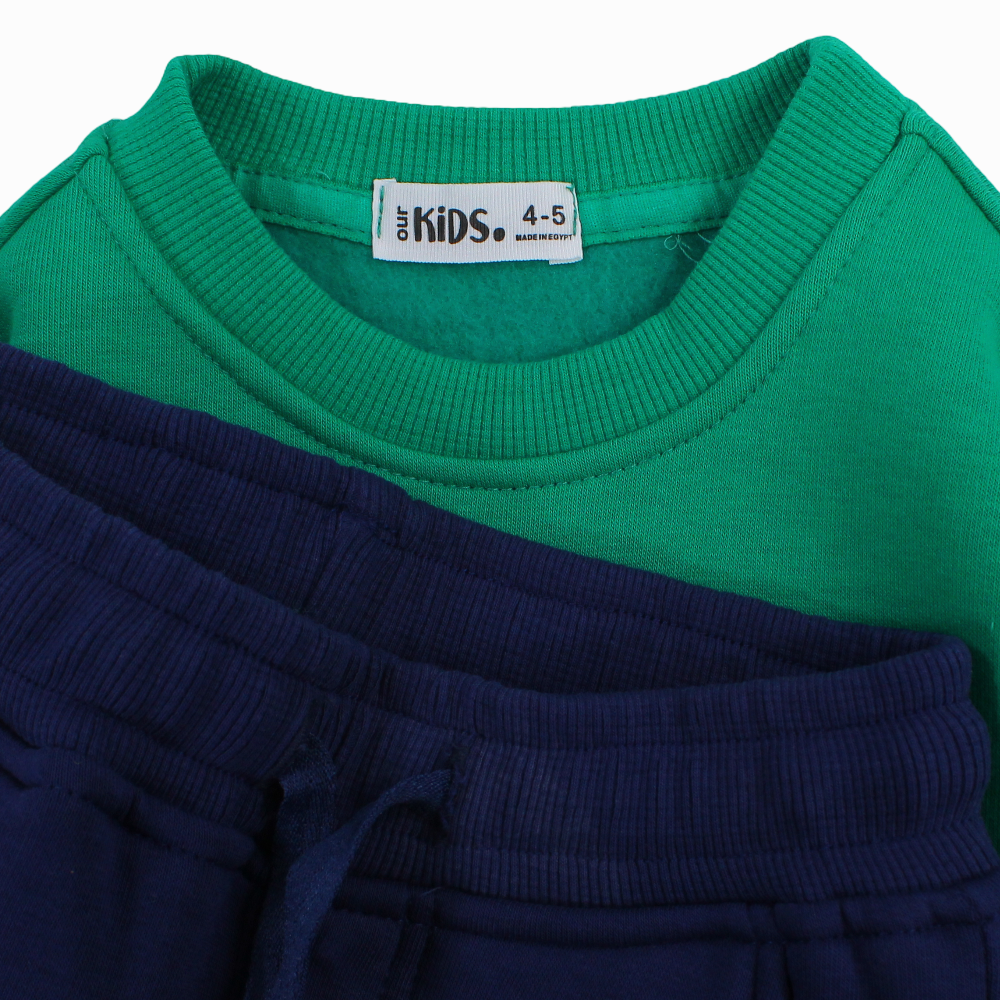 Boys Cotton Pajama Set - Green with a Snowy Winter Design