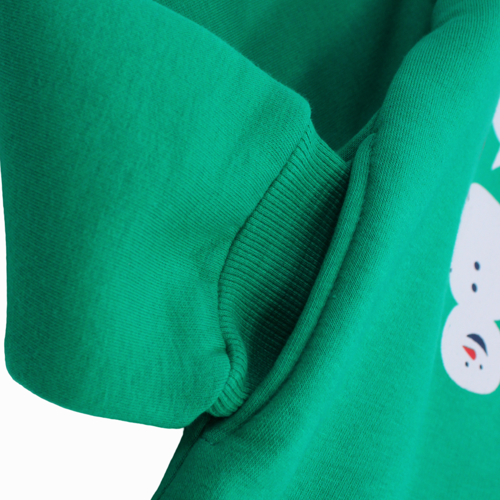 Boys Cotton Pajama Set - Green with a Snowy Winter Design
