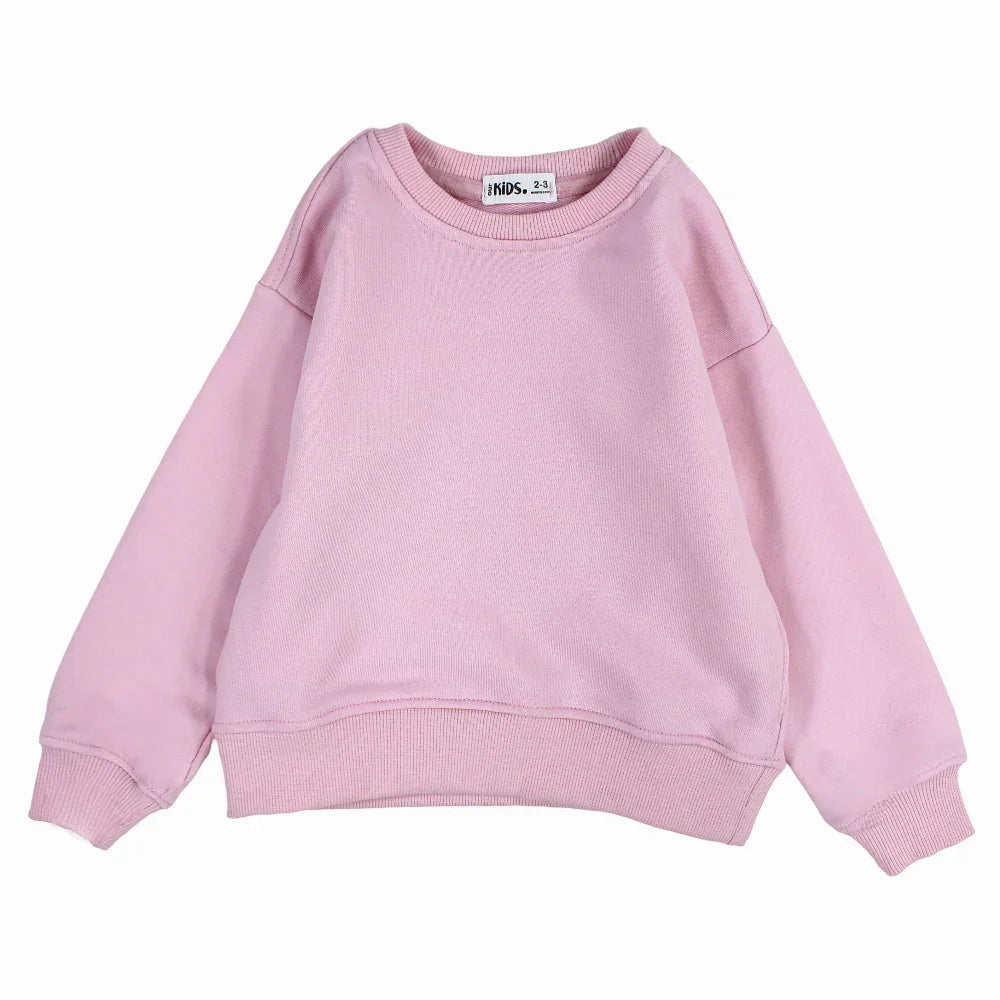 Girls Plain Cotton Sweatshirt – Pink - Clothing - Ourkids