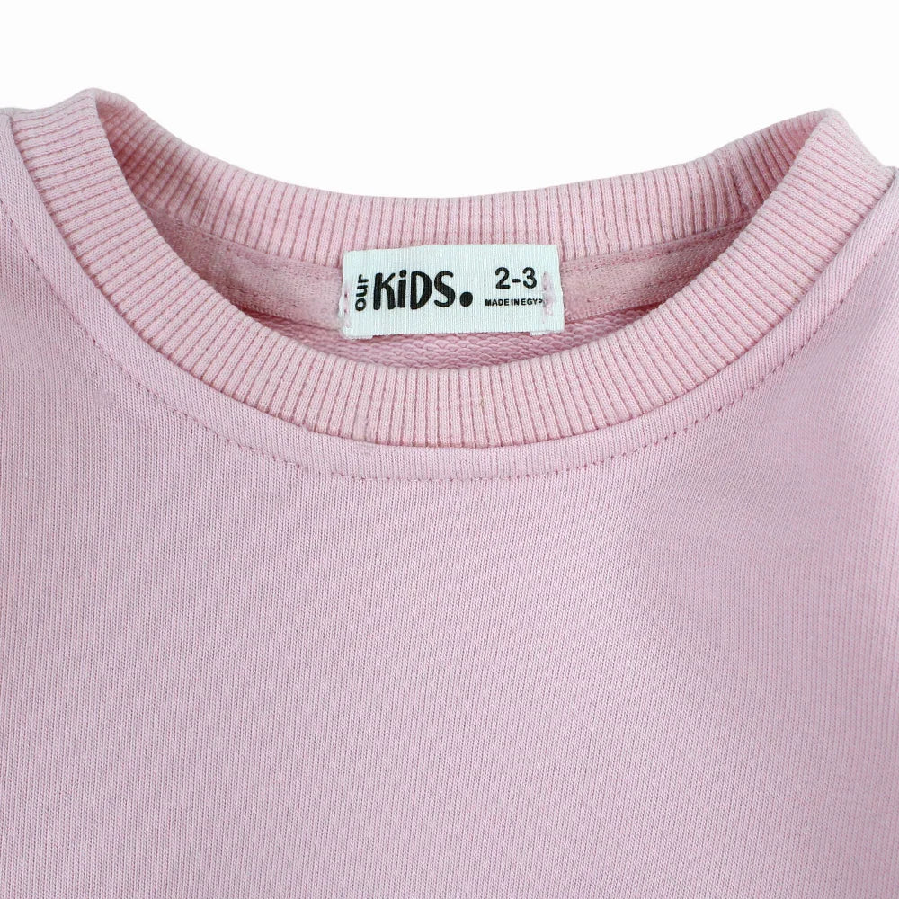 Girls Plain Cotton Sweatshirt – Pink