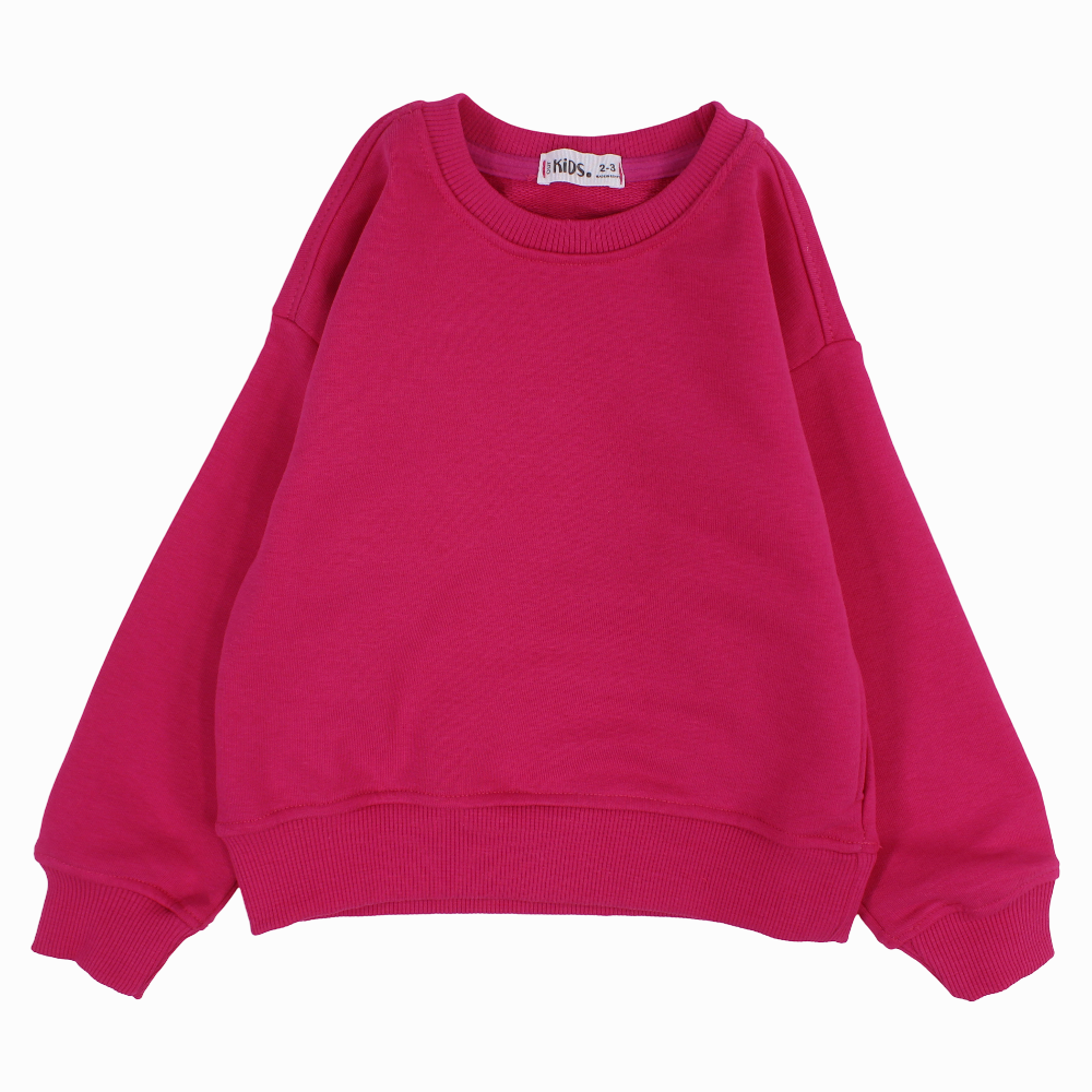 Girls Plain Cotton Sweatshirt – Fuchsia