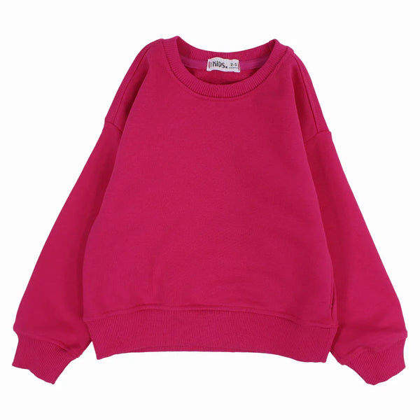 Girls Plain Cotton Sweatshirt – Fuchsia