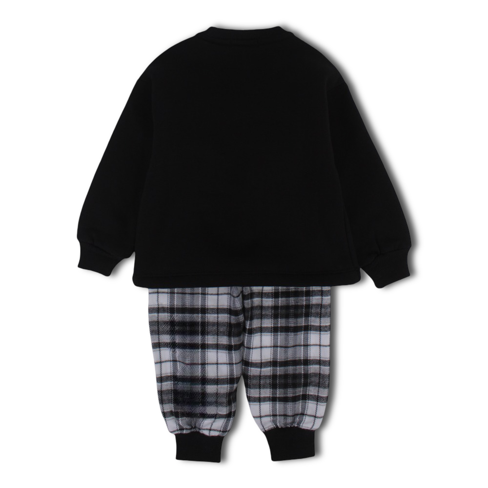 Boys Cotton Pajama Set – Black with “Never Stop Dreaming” Print