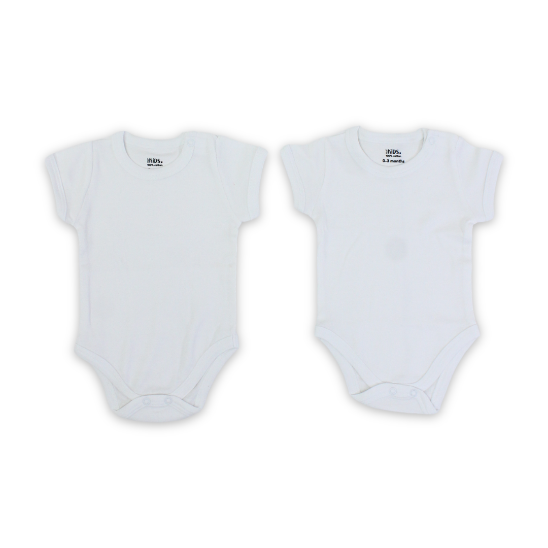Unisex Baby Cotton Short-Sleeved Bodysuit – White (Pack Of 2)