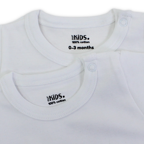 Unisex Baby Cotton Short-Sleeved Bodysuit – White (Pack Of 2)