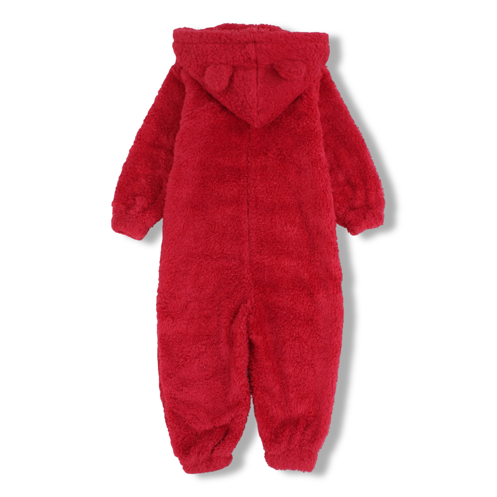 Unisex Fleeced Hooded Onesie Pajama – Red