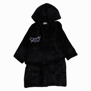 Unisex Velvet Robe – Black with "Let it Snow" Design