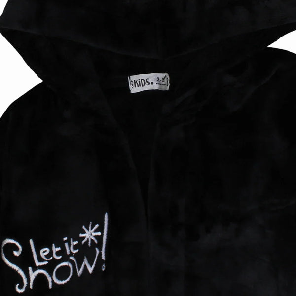 Unisex Velvet Robe – Black with "Let it Snow" Design