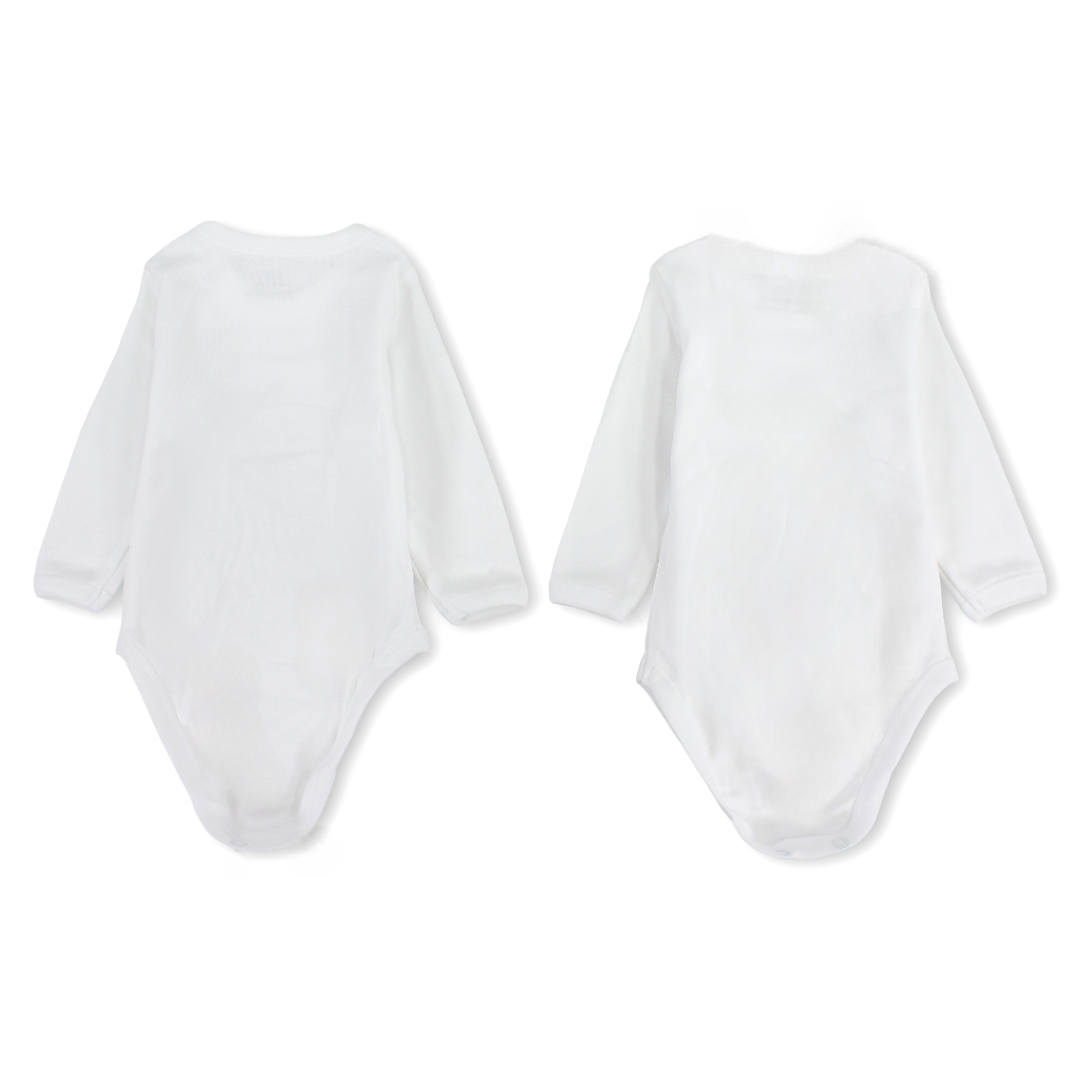 Unisex Baby Cotton Long-Sleeve Bodysuit – White (Pack Of 2)