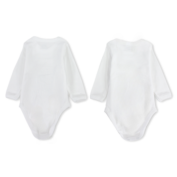 Unisex Baby Cotton Long-Sleeve Bodysuit – White (Pack Of 2)