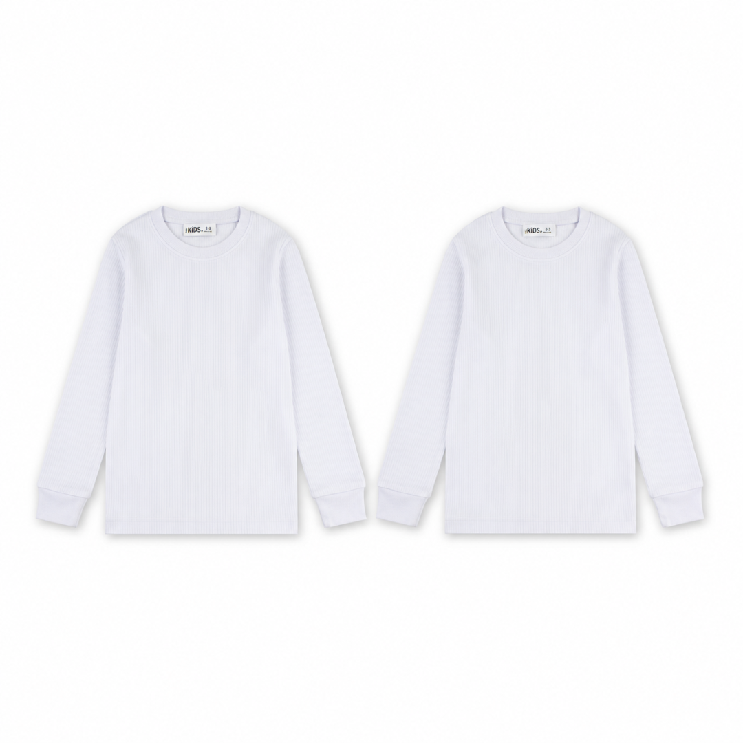 Unisex Cotton Long-Sleeved Thermal Top Pack – White (Pack Of 2)