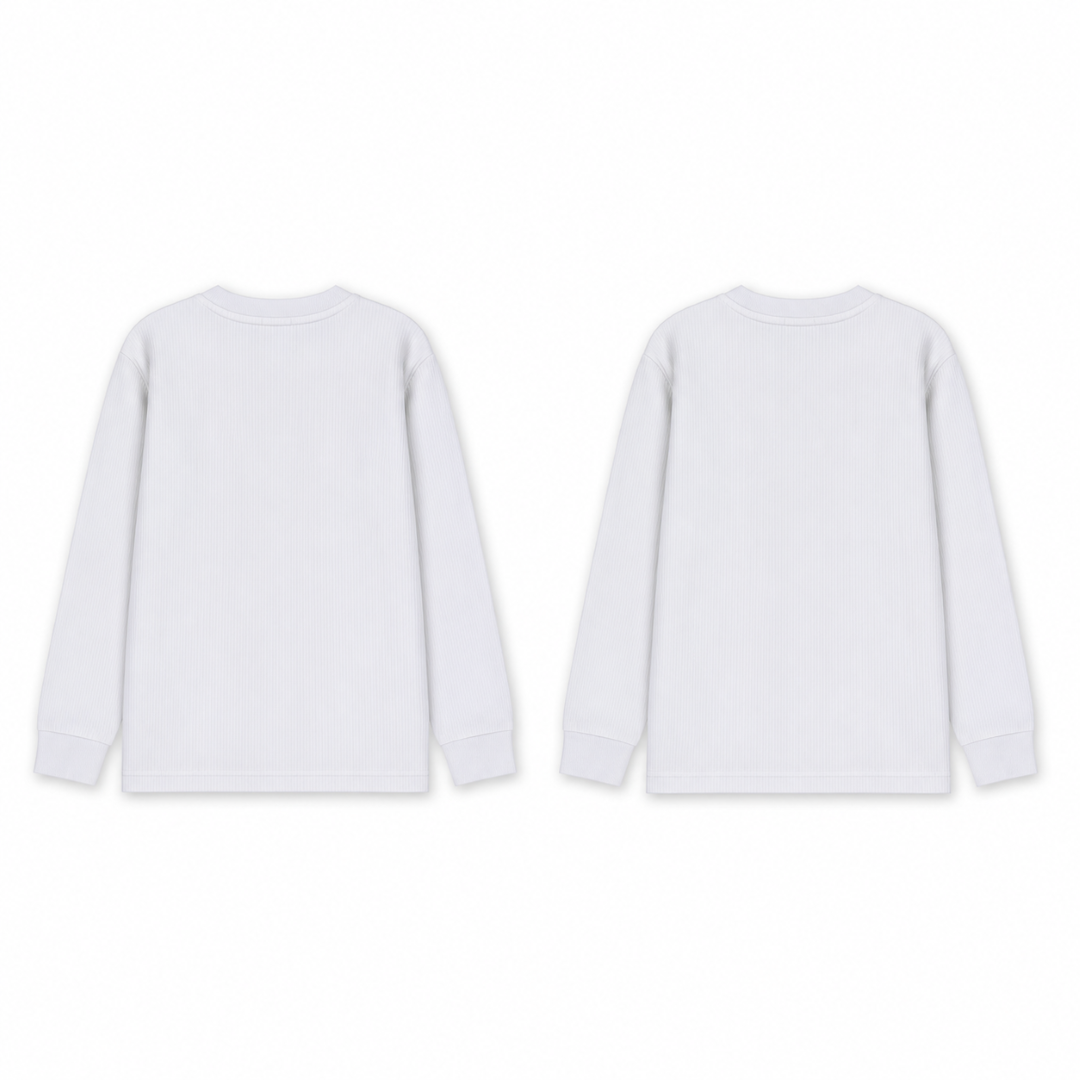 Long-Sleeve Ribbed Cotton Thermal Top – White (Pack of 2)