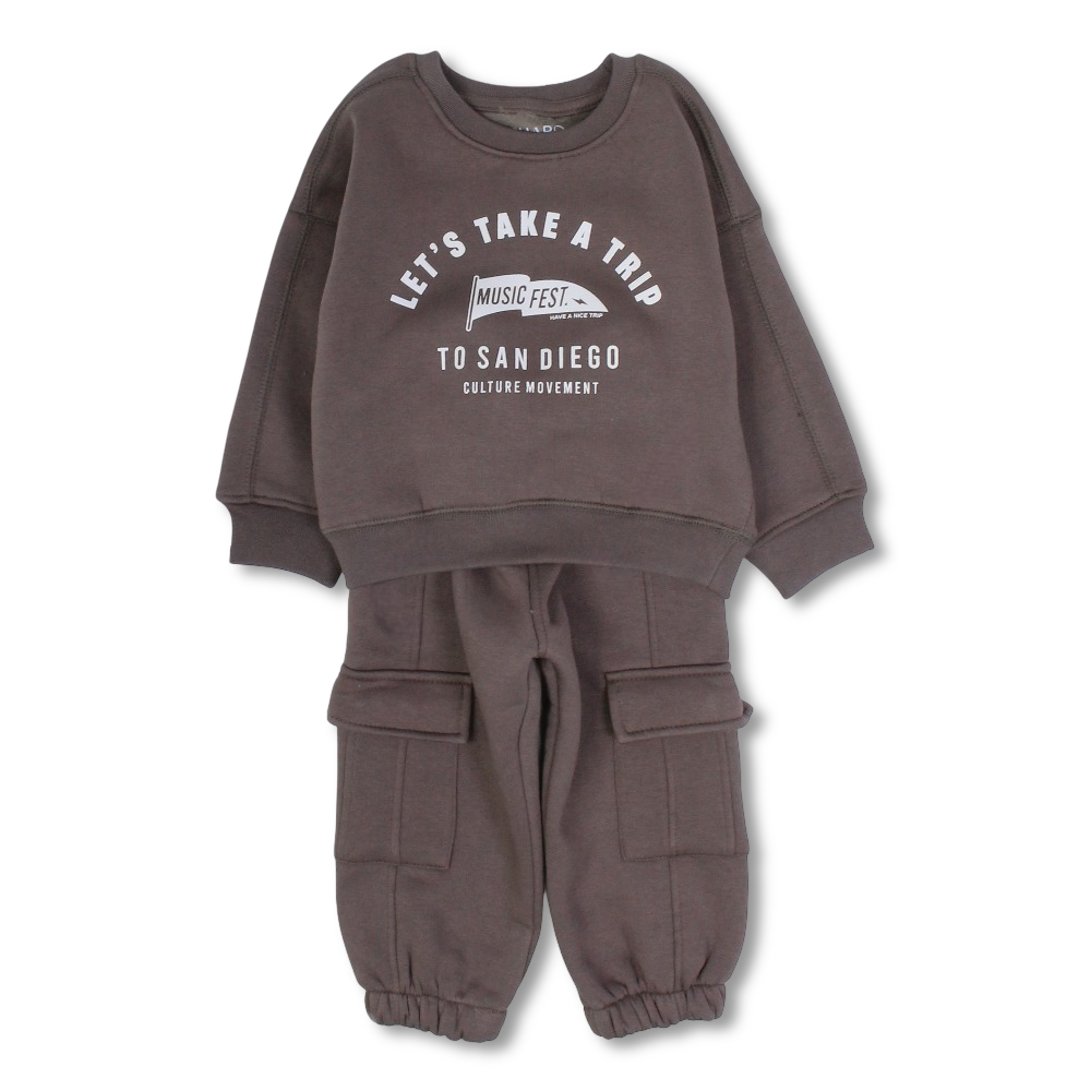 Baby Boys Cotton 2-Piece Outfit Set – “Let's Take a Trip“ Print