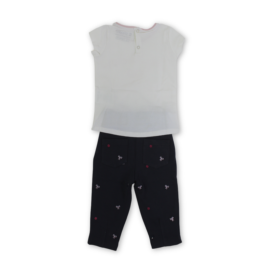 Baby Girls Cotton Outfit Set – "Big Bow" Print