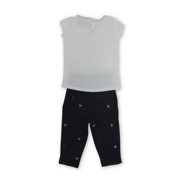 Baby Girls Cotton Outfit Set – "Big Bow" Print