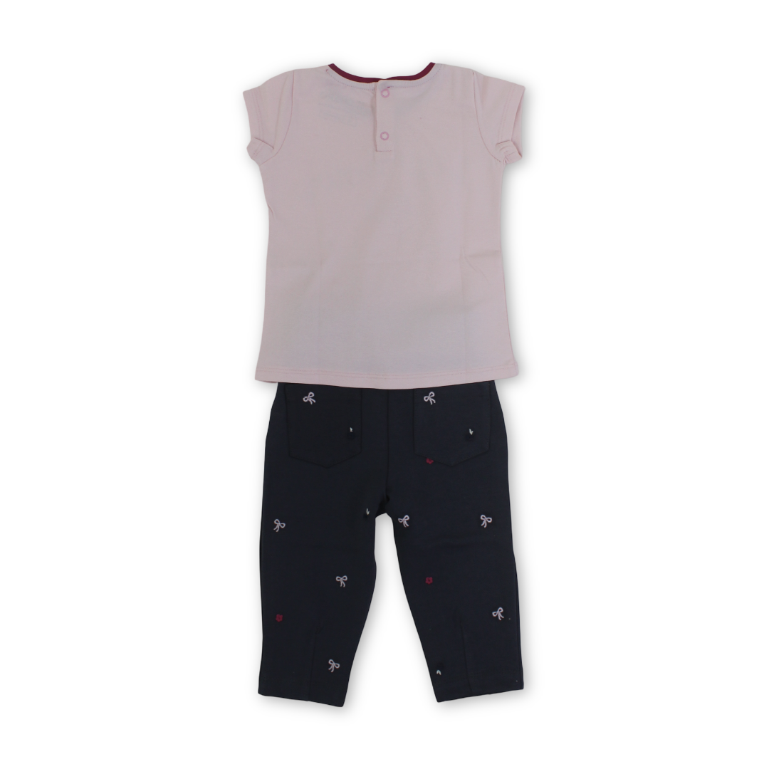 Baby Girls Cotton Outfit Set – "Big Bow" Print