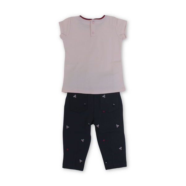 Baby Girls Cotton Outfit Set – "Big Bow" Print