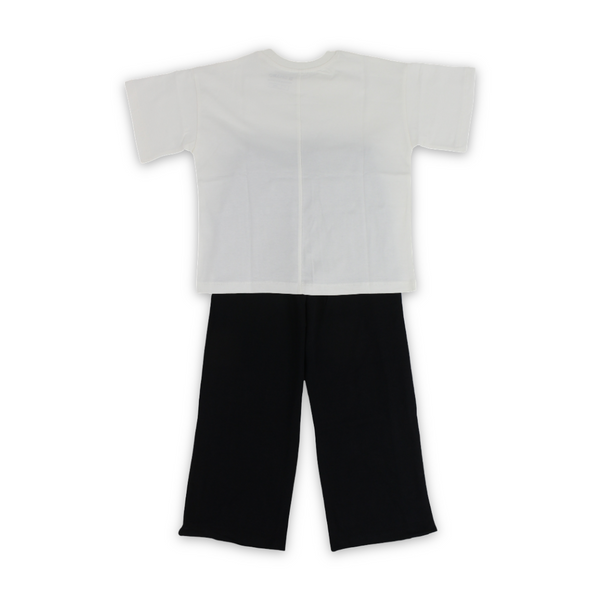 Girls Cotton Outfit Set – Off-White with Star Design
