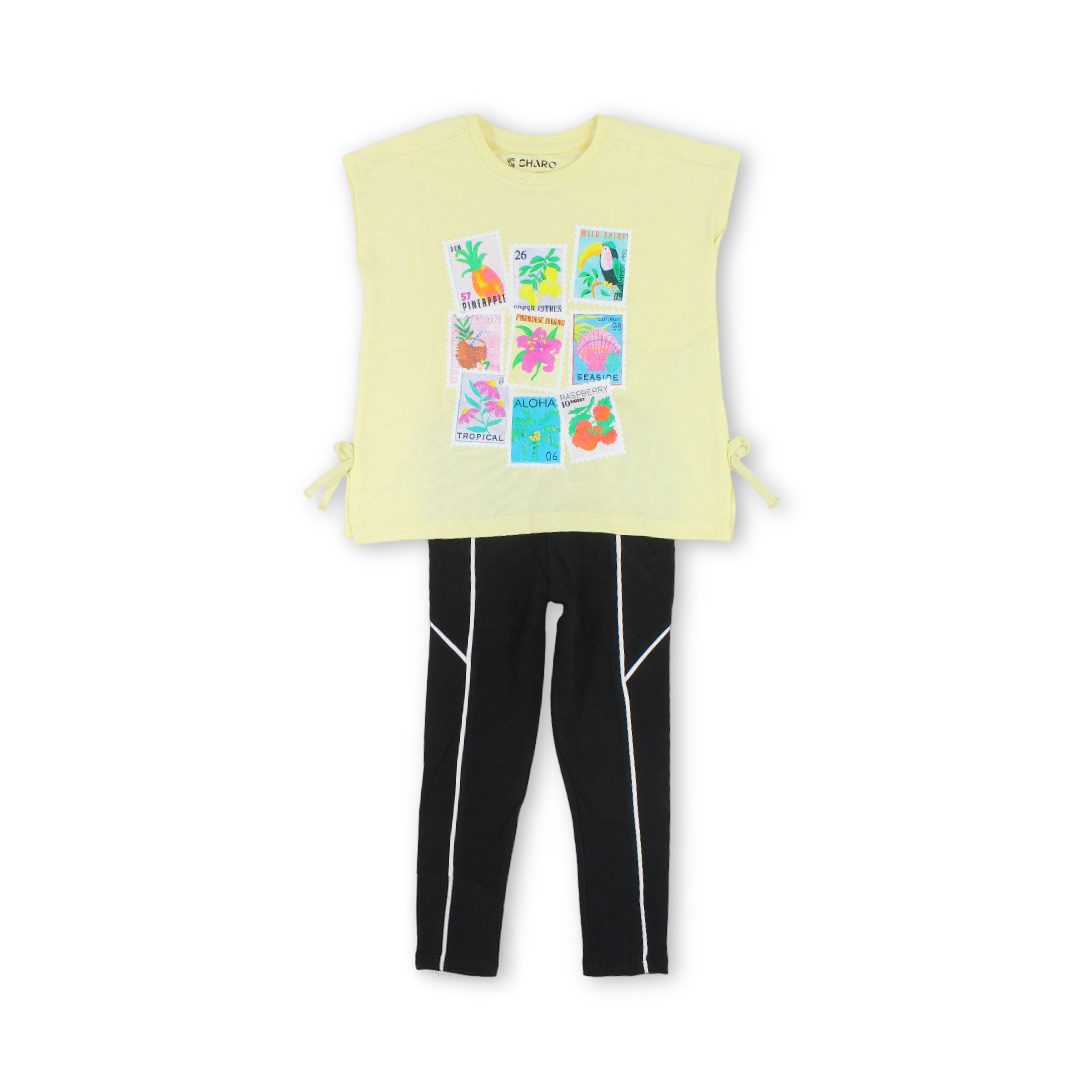 Baby Girls Cotton Outfit Set – with Fruits Print - Clothing - Sharo