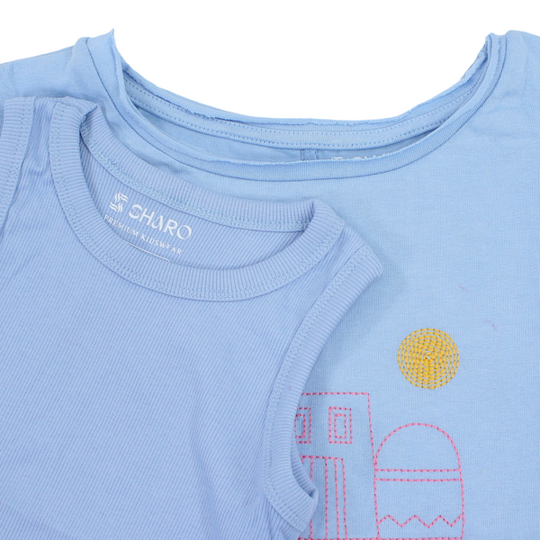 Girls Cotton T-Shirt – “Bonjour Lemonde“ Print