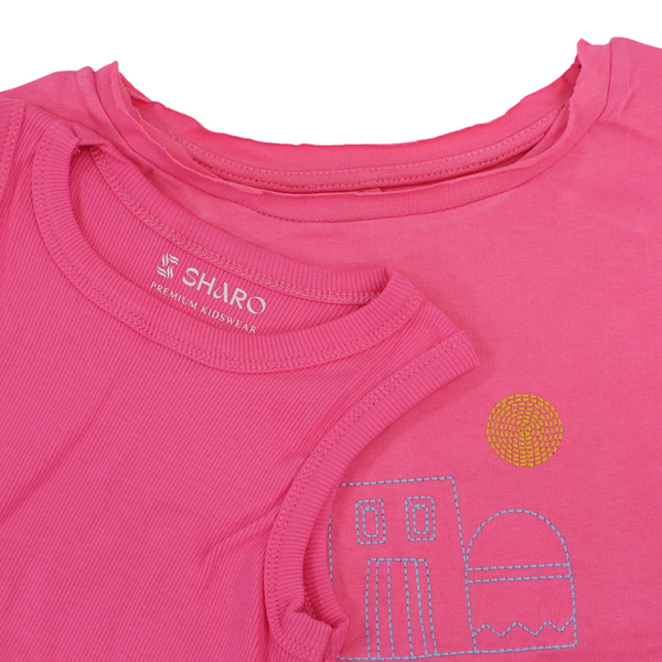 Girls Cotton T-Shirt – “Bonjour Lemonde“ Print