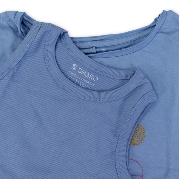 Girls Cotton 2-Piece T-Shirt – "Bonjour Lemonde" Embroidery