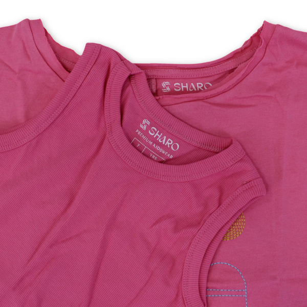 Girls Cotton 2-Piece T-Shirt – "Bonjour Lemonde" Embroidery