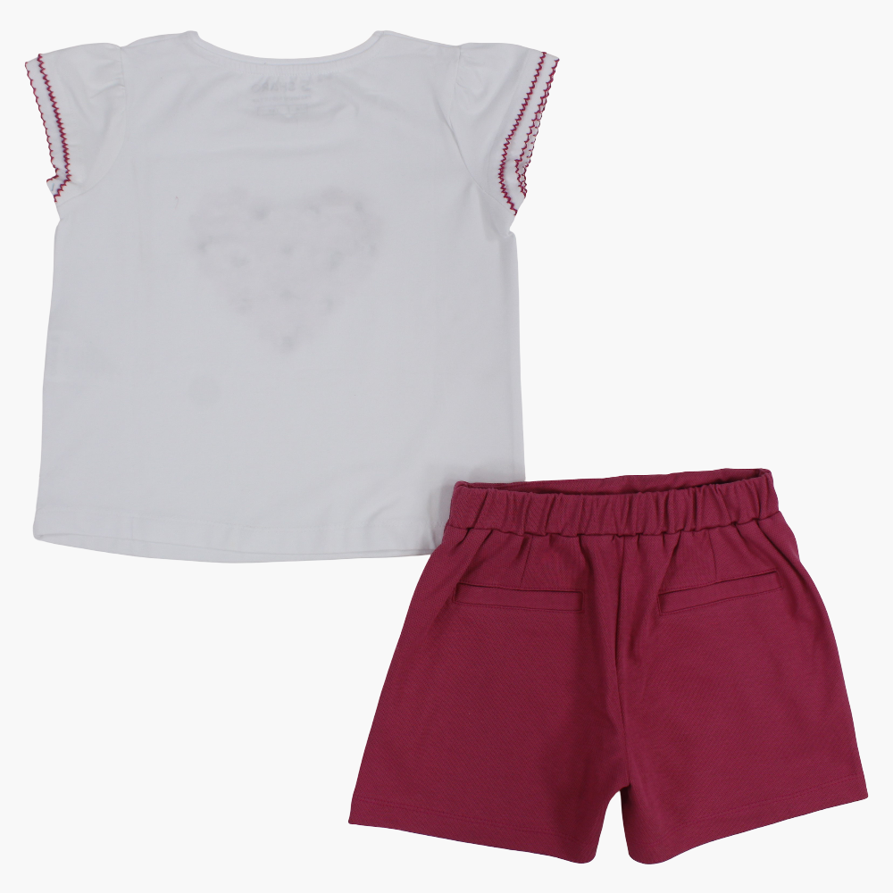 Girls 2-Piece Outfit Set - Floral Heart Design