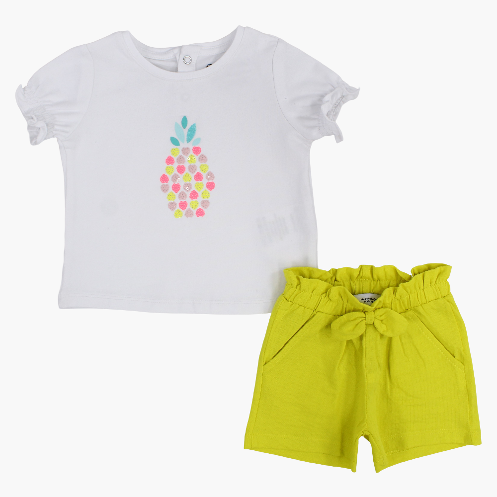 Baby Girls Cotton 2-Piece Outfit Set – Pineapple Print