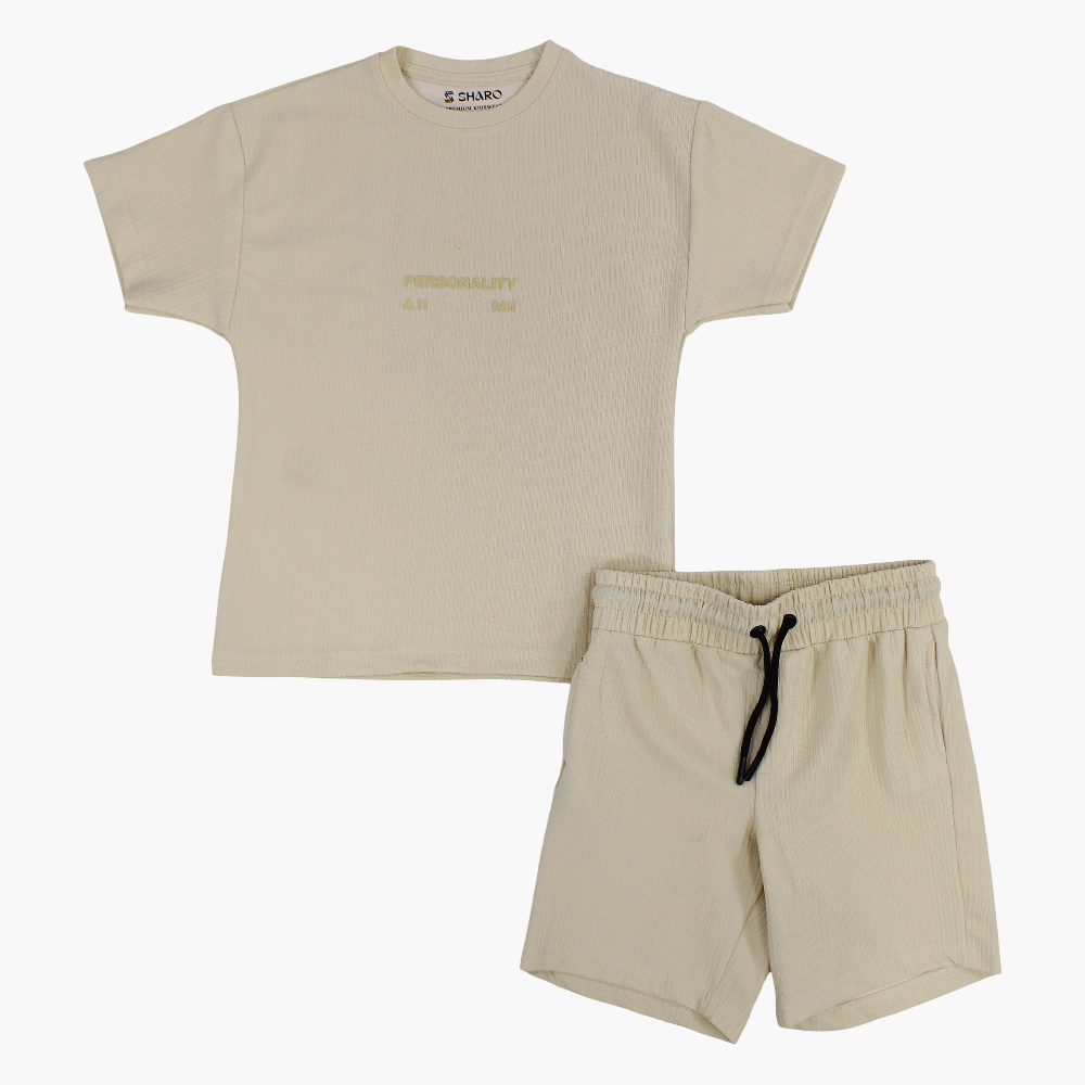 Boys Cotton Plain 2-Piece Outfit Set