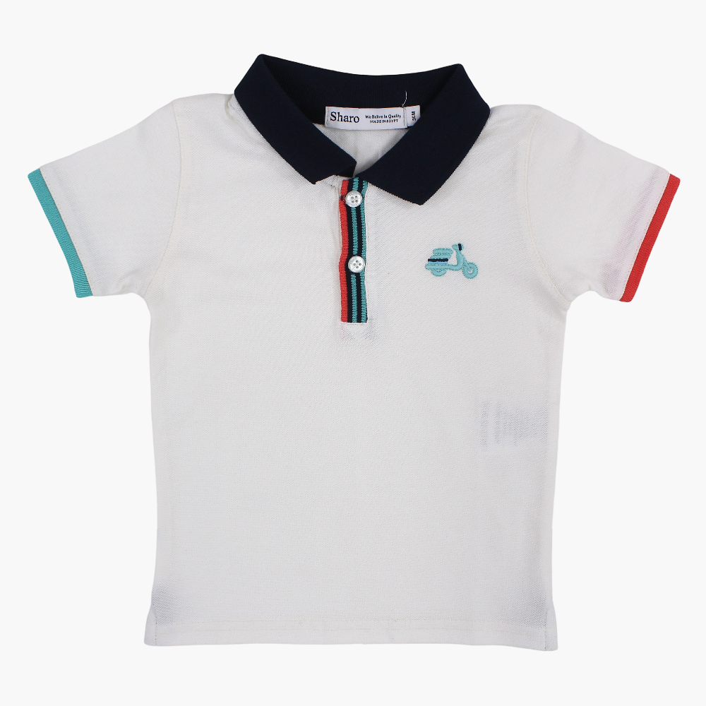 Baby Boys Cotton Polo Shirt - Little Scooter Embroidery