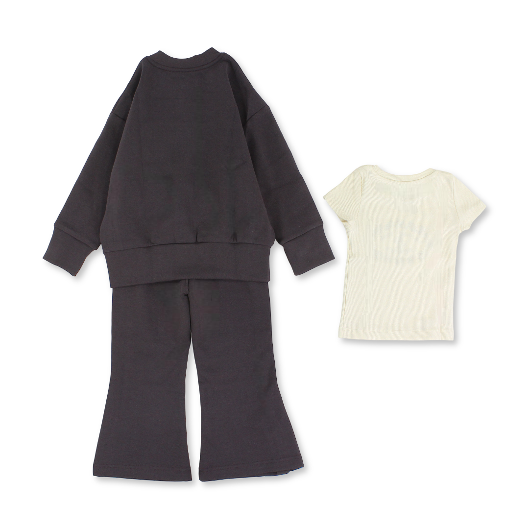 Girls Cotton 3-Piece Outfit Set – "Heureux" Print