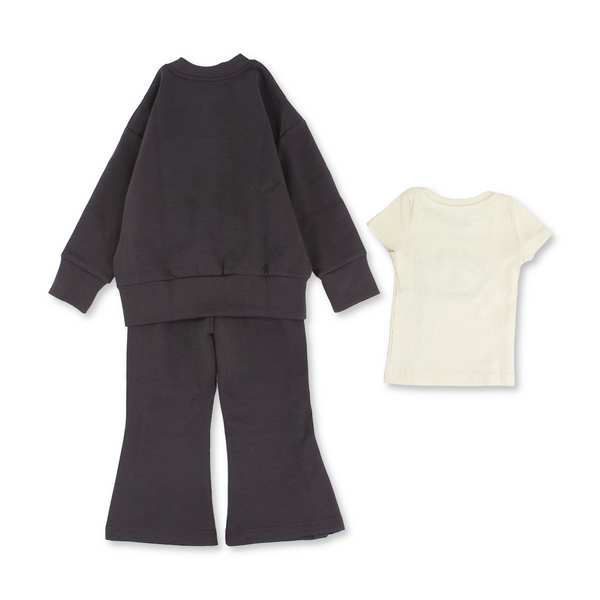 Girls Cotton 3-Piece Outfit Set – "Heureux" Print