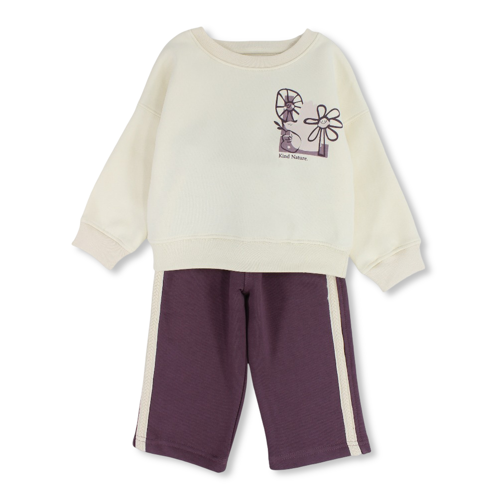 Baby Girls Cotton 2-Piece Outfit Set – “Kind Nature” Print
