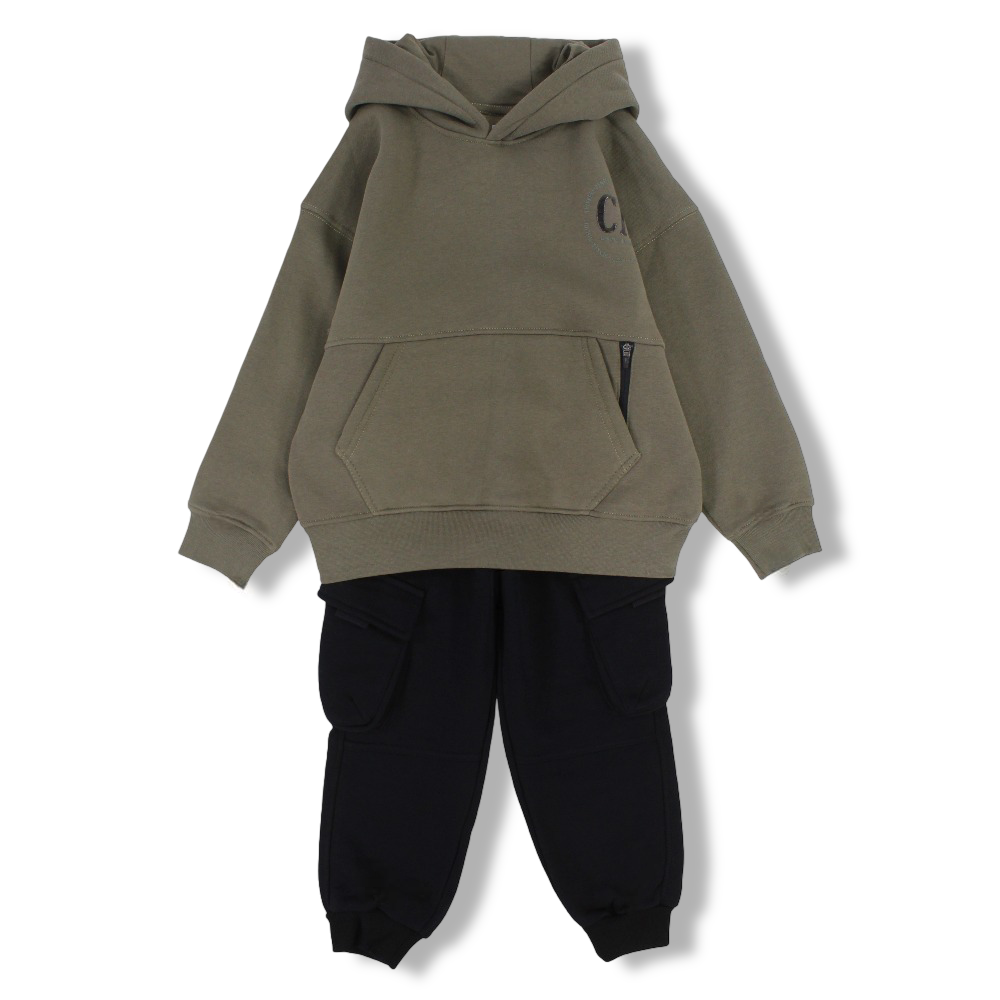 Boys Cotton Two-Piece Outfit Set – “Contemp. Minimalism” Print