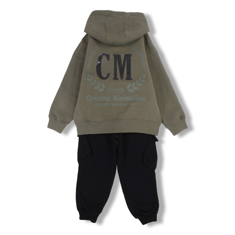 Boys Cotton Two-Piece Outfit Set – “Contemp. Minimalism” Print