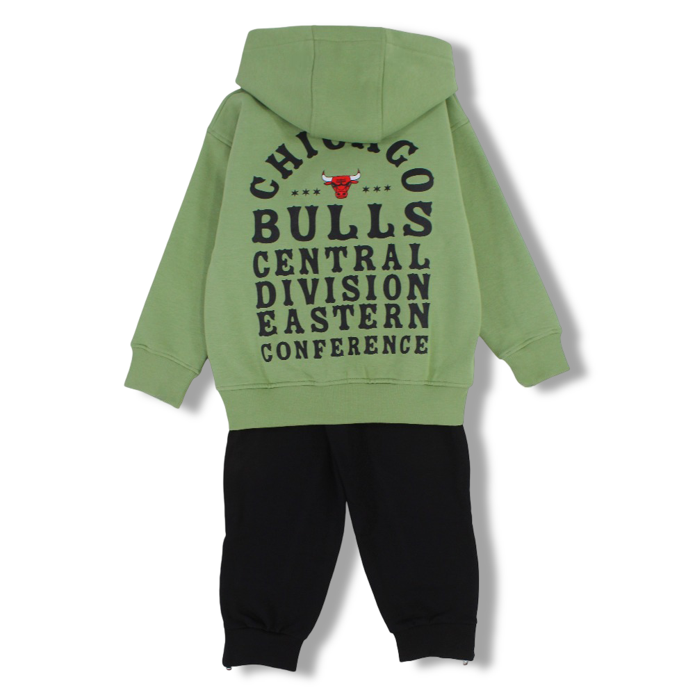 Boys Cotton Two-Piece Outfit Set – “Chicago Bulls” Print