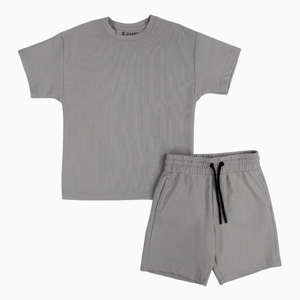 Boys Cotton 2-Piece Outfit Set – Grey
