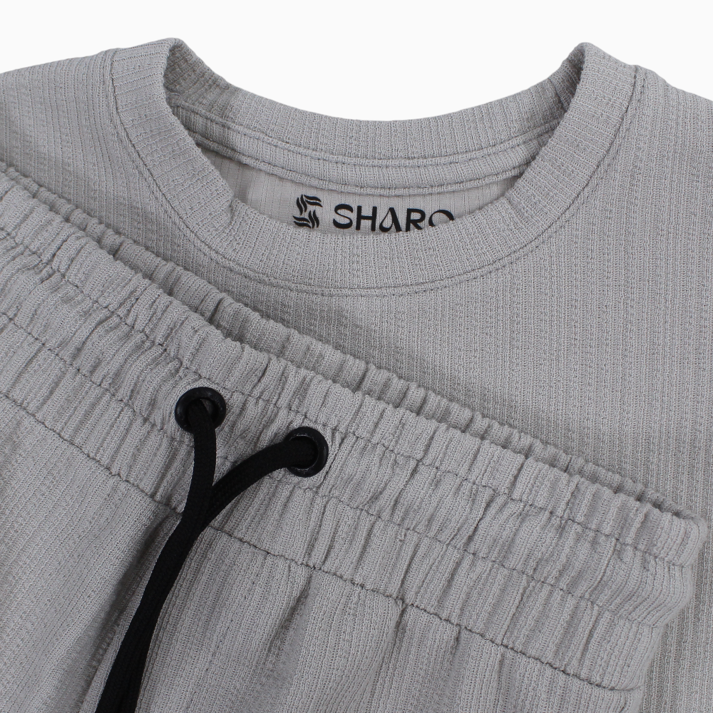 Boys Cotton 2-Piece Outfit Set – Grey