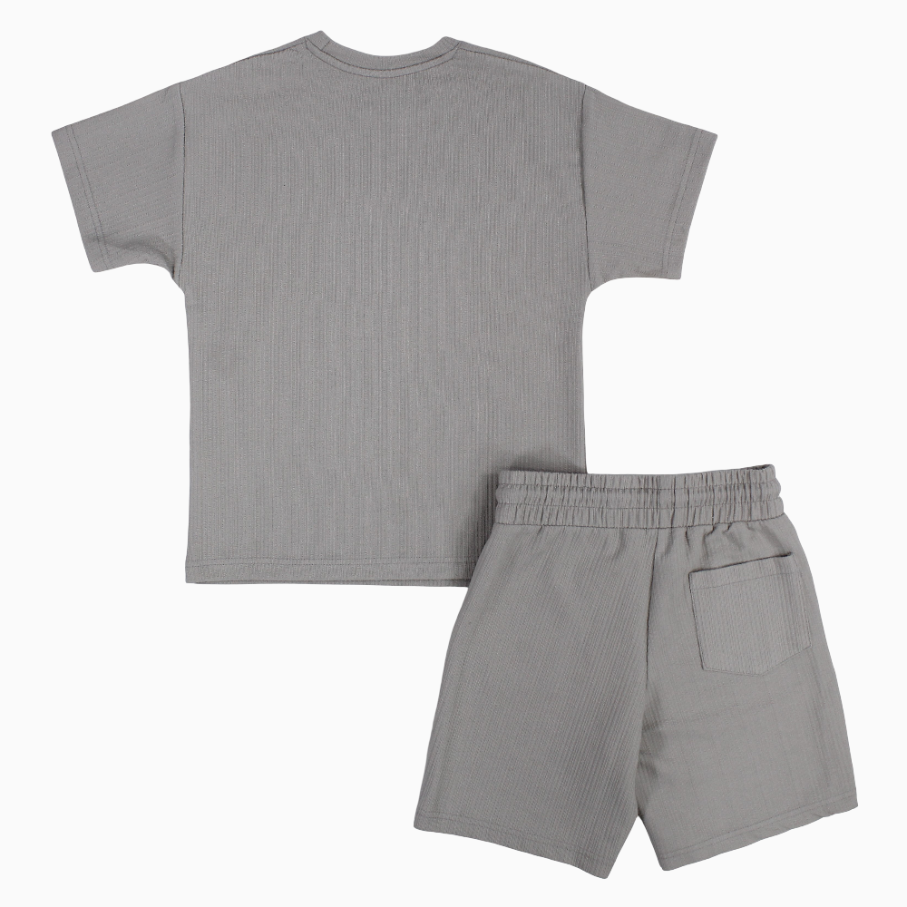 Boys Cotton 2-Piece Outfit Set – Grey