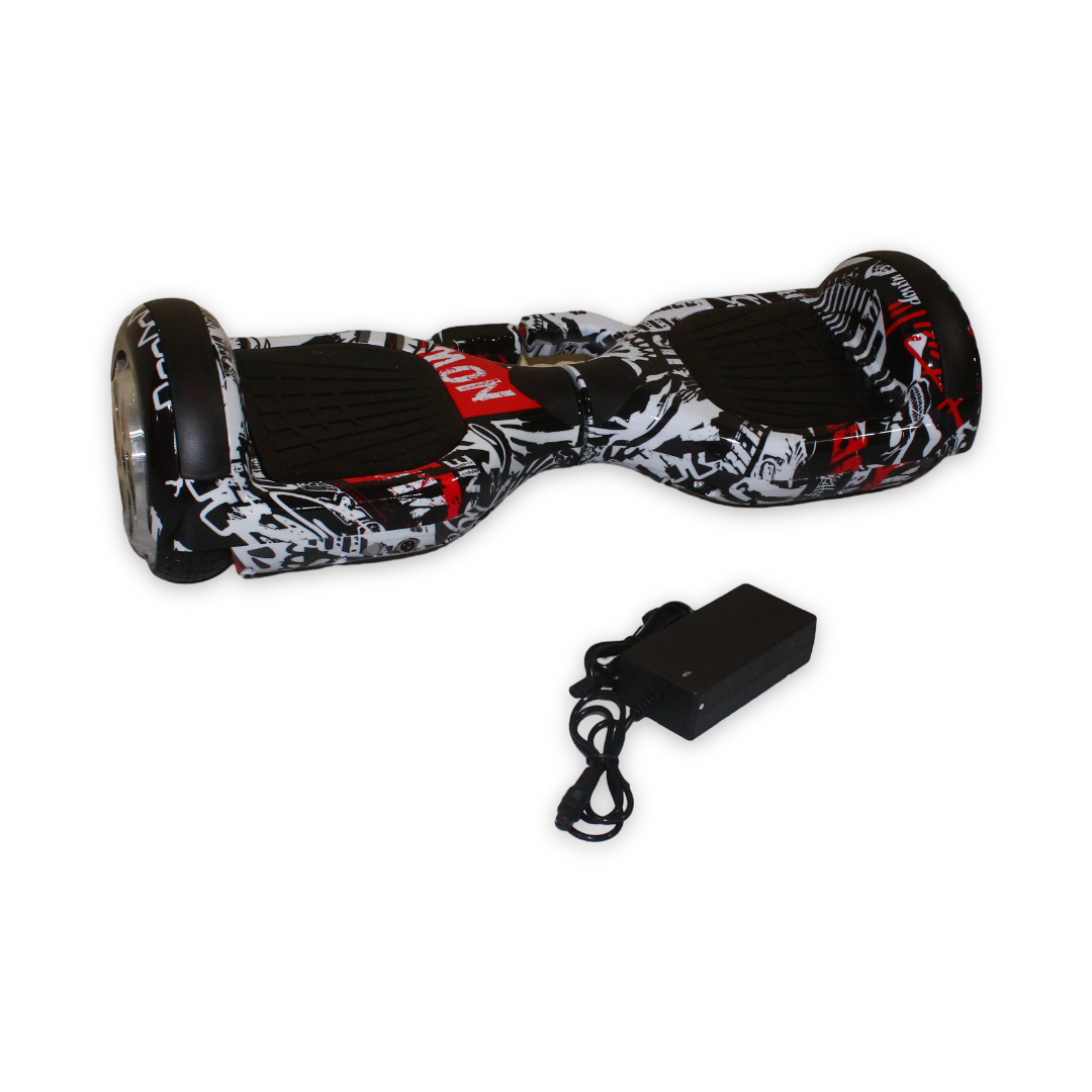 Hoverboard Scooter 6.5 Inch – Black & White with Letters Print